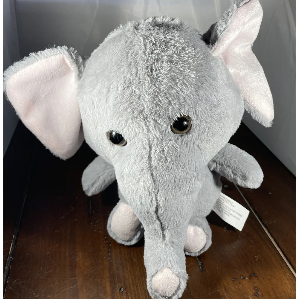 Tom's Toy International Kids 10 Inch Plush‎ Elephant Grey Pink Floppy Ears Toy